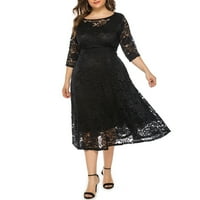 Charella ženska moda velike veličine šuplje čipkaste džepove haljina večernja haljina dugačka suknja