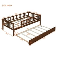 Dvostruka veličina dnevna kreveta s tropojačem, puno drvena niska platforma s malim platformom sa zaštitnim