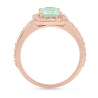 2.07ct smaragdni rez zeleni simulirani dijamant 14k ružičasto zlato Angažovanje halo prstena veličine