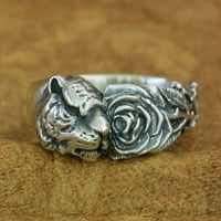 Sterling srebrni tigar ružičasti prsten modni biciklistički punk nakit TA US visine 10