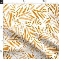 Pamuk Satens Stolcloth, 90 kvadrat - narančasto lišće lišće od lišća dlan tropskog bambusova rust Print