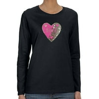 Xtrafly Odjeća ženska ružičasta srebrna srčana reverzibilna Flip Valentine-ova majica s dugim rukavima