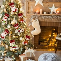 Burlap Xmas Čarape Dugi ručni pleteni Santa Snowman Božićni i Porodični odmor Dekor