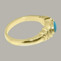 Britanci napravili pravi solidni kruni 10k žuto zlatni prirodni tirkizni unisni prsten - veličine Opcije