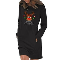 Prodaja ženska božićna dukserica haljina casual dugih rukava Xmas grafički ispis pulover okruglih vrata