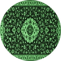 Ahgly Company u zatvorenom okrugli medaljon smaragdno zelene tradicionalne prostirke, 6 'okruglica