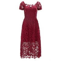 Dyfzdhu ljetne haljine za žene Novo ljeto Čvrsto boje Jedno ramena Crochet Hollow Collow Dress