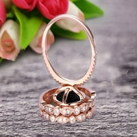 Trio set Big Black Diamond Moissite Vjenčani prsten za angažman prsten na 10K ružičastog slaganja zlata