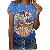Američka zastava Slatki vrhovi za žene T košulje 3D Print USA Head Crewneck kratki rukav 4 srpnja T