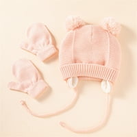 Postavite novorođene Zimske plišane kuglice Beanie Hat rukavice, dijete za dijete Toddler Topli pleteni