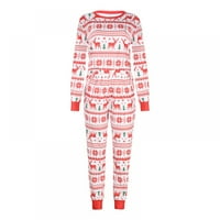 Porodica Valcatch Podudaranje božićne pidžame setovi dugih rukava Ležerne prilike za spavanje u okruglom vratu Mekane dvodijelne padžame - Crveni jeleni