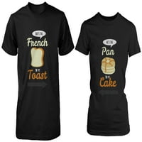Francuski tost i palačinka slatka par košulje njegove i njene smiješne mečelje