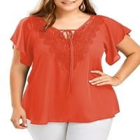 Ženska casual plus veličina Tunic V izrez kratkih rukava šifon bluza Ležerne prilike labave majice