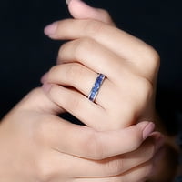 Laboratorija Oblik Baguette stvorio je plavu safirnu poluvremenu prsten, 14k bijelo zlato, SAD 7,00