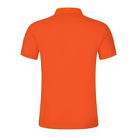 Oalirro Muški pamučni kratki rukav s kratkim rukavima dugme muške majice narančasta l