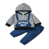 Baby Boys Sportska odjeća Striped slovo Ispis dukserice s dugim rukavima i povremene pantalone
