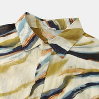 AVITICD MUŠKA LJETNA Ležerna majica Hawaii Ripple Print Majica Kratki rukav Isključite košulju ogrlicu Labava bluza