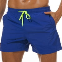 Glonme muns boardshorts nacrtane hlače na plaži Elastični struk Fitness kupaći kostim pune boje Muškarci trčeći džep udobni usred struka tamno plava 4xl