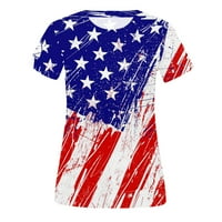 SKSLOEEG Bluze za žene Dressing Leasely Plus size American Flag Majica Casual Fut of Jul Ispisane majice