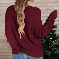Bnwani ženska pala džemper bluza dugih rukava labav vrh V Vrat za prevelike pletene zvezne zbojene veličine