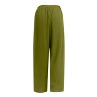 Ženske casual labavo vrećice džepne hlače modne pantalone za repute Količine pamučne i posteljine hlače vojska zelena veličina xxxl