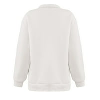 Qcmgmg Dukseri za žene s dugim rukavima Pola zip ženske vunene pulover remel-bare za dame zip y2k odjeća bijela m