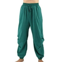 Uorcsa Cargo Pamučna labava Ležerne prilike za crtanje duge pamučne posteljine muške hlače zelena