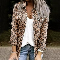 Trendovi Žene Zimske leopard gumb za ispis dugih rukava Cardigan bluza s braon m