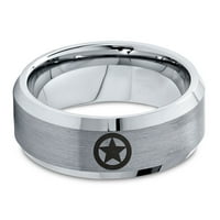 Tungsten astronomski zvjezdani krug Emblem bend prsten za muškarce Žene Udobnost Fit Grey Step Bevel Edge brušeno polirano