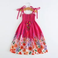Dječja djevojka haljina dječja kaiševa boemska cvjetna suknja sunčana haljina bež 4y-5y