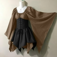 Renesansna srednjovjekovna haljina za žene kostim zvona corset suknja za previđanje haljine smeđe 4xl