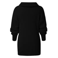 Dukseri za žene Trendy Jesen Čvrsta boja kornjača Knit COLLAR PLUS size labav duks za torteck crni m