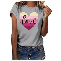 Vrhovi za žene casual crewneck tiskane majice kratkih rukava Loop FIT Ljetni proljetni zaljubljeni Dan poklon bluza Tee Dame odjeću