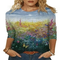 Ženska cvjetna ispis rukava povremena majica na vrhu majica multicolour l
