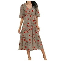 Modna ženska cvjetna haljina zaštita od V-izrez A-line suknje kratka rukava haljina