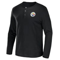 Muška kolekcija NFL Darius Rucker Fantics Black Pittsburgh Steelers SLUB dres Henley dugih rukava majica