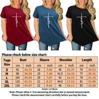 Bomotoo majica za žene kratki rukav Tee Cross Faith Graphic Majica Modni pulover ljetni vrhovi crne m