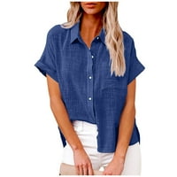 Ženski vrhovi i bluze, vrhovi modne košulje na čvrstom gumbu ženka V-izrez labava majica za žene za