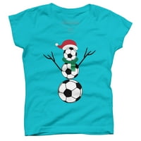 Smiješne božićne košulje Soccer Snjegović Tee Girls Ocean Blue - Dizajn ljudi