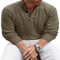 HAITE muškarci visoko ovratnik čvrste boju Jumper vrhovi ugodno dugme dolje pulover jesenski džemper