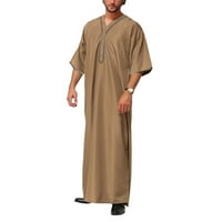 Muške haljine majice Muški casual labav arapski dubai robe majica s srednjim rukavima žuta