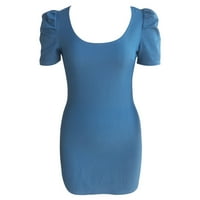 Ženske haljine Ženska solidna omotača okrugla vrat kratki rukav mini haljina za žene tamno plavi xxl