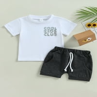 Calsunbaby Toddler Baby Boy Summer Outfits, kratki rukav Kružni vrat Print Tops + Crtav kratke hlače