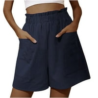 Ženske kratke hlače Ležerne ljetne pamučne posteljine hlače Elastični struk Comfy kratke hlače Summer