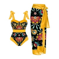 Dyfzdhu jedno kupaće kostim žene sa prikrivanjem vintage apstraktno cvjetni print dva set Monokini bikini