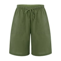 Xiuh casual pantalone ženske casual bermuda kratke hlače elastične struke pamučne kratke hlače sa džepovima široke noge hlače vojska zelena l