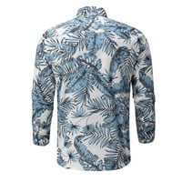 Muški dugi rukav s dugim rukavima niz košulje i ljetni top havajska gornja cvjetna na plaži na plaži Radni ured TOP bluza vrhovi