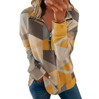 Cleariance ženska modna labava turtleneck print Zip dugim rukavima dukserica Top bluza uštedu do 30%