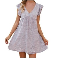 Haljine u inleife za žene, modni ženski Ljetni casual V-izrez Print Mini haljina s kratkim rukavima