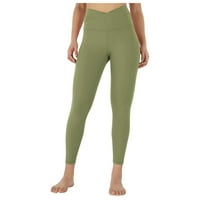 Wozhidaoke hlače za žene ženski struk pant meka sport joga gamaše sa unutrašnjim džepom vježbanja trčanja čvrste elastične hlače zeleno xl